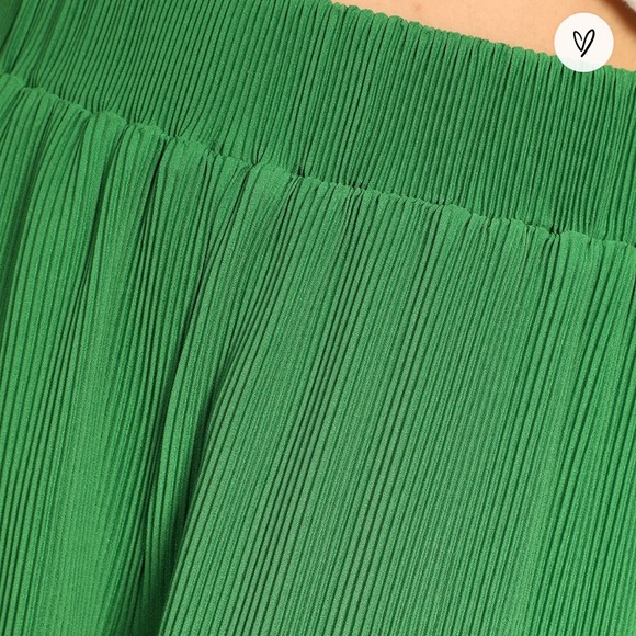 Lulus Spring Me Along Green Plisse Pleated High-Waisted Pants - Picture 5 of 5